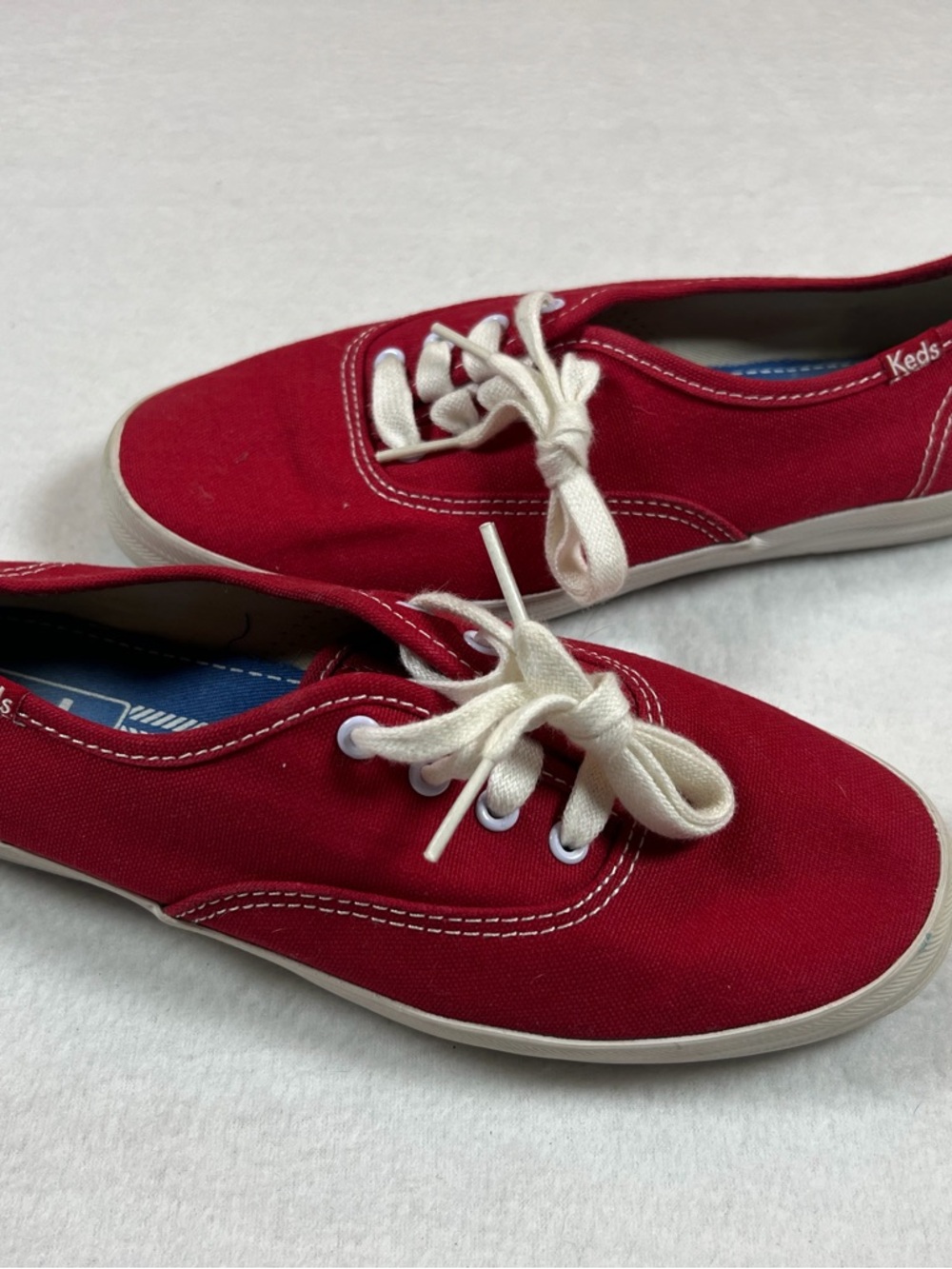 Keds Champion Original Canvas Red Lace Up Sneakers Womens Size 6 UK 3.5